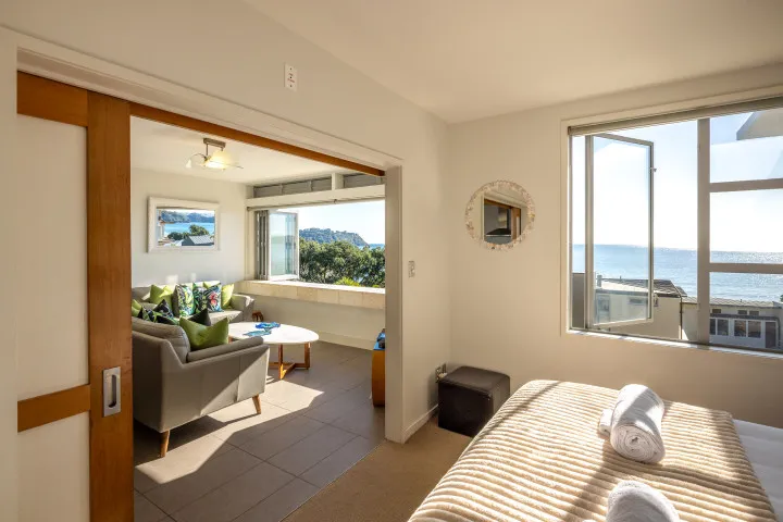 Apartment On The Beach View into lounge from bedroom 1