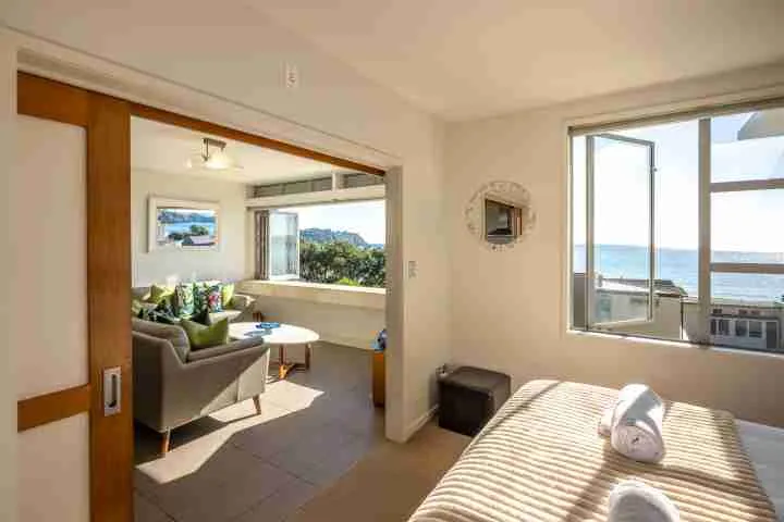 Apartment On The Beach View into lounge from bedroom 1
