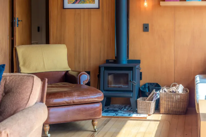 Cosy fireplace at Ocean Belle Onetangi