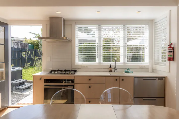 Fully appointed kitchen at Tahatai Cottage