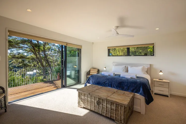 Hekerua Heights Master bedroom opening to the deck