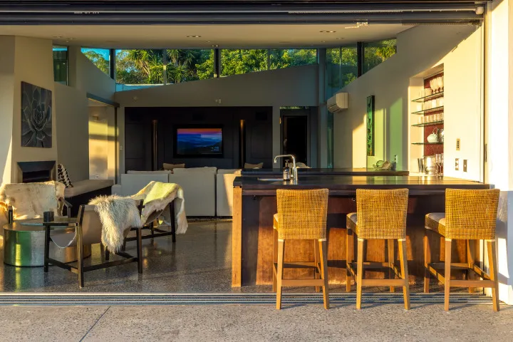 Korora Estate Bar area at golden hour