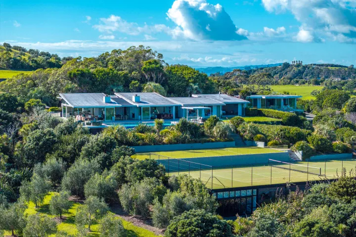 Korora Estate Exterior Day full house and tennis court