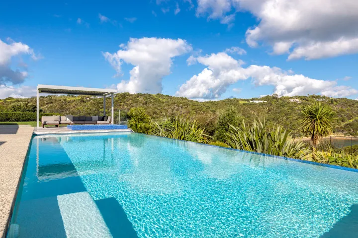 Korora Estate Looking over pool to lounge area day time