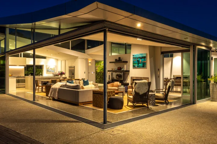 Korora Estate Open plan living at dusk