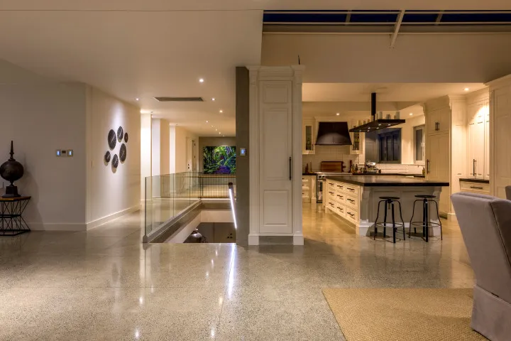 Kotare Estate Twilight Upper Gallery and Kitchen