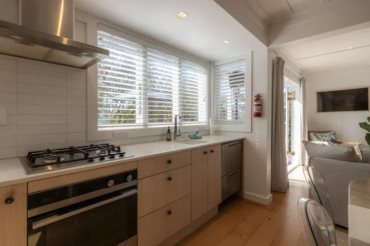 Large ktichen area at Tahatai Cottage