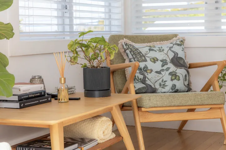 Living Room details at Tahatai Cottage