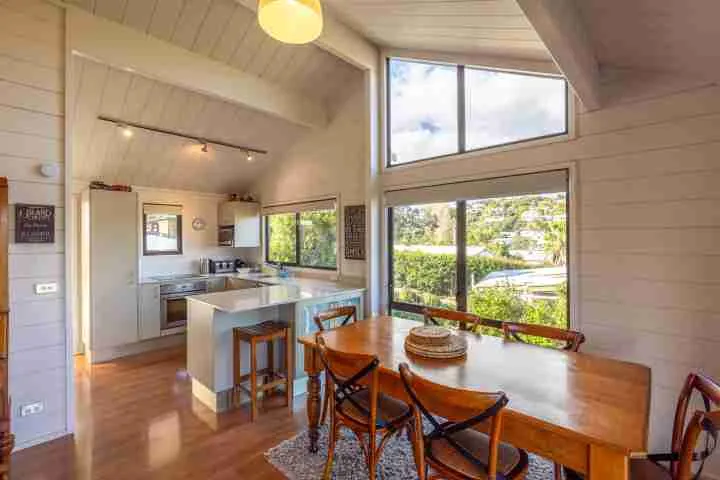 Matai Cottage Waiheke Accommodation Dining and Kitchen areas