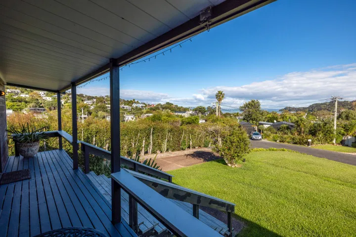 Matai Cottage Waiheke Accommodation Front deck with ocean views