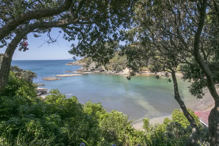 Stunning view of Enclosure Bay Waiheke Island from Family Beachfront Home