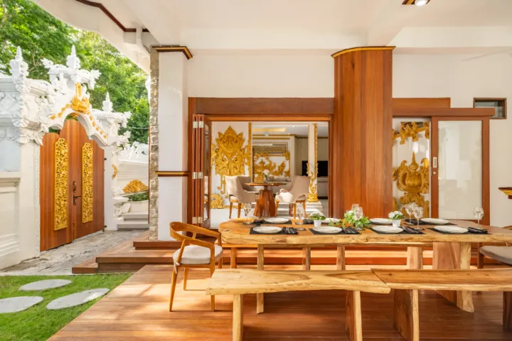 Swarna Mandapa Outdoor dining area looking into the main house