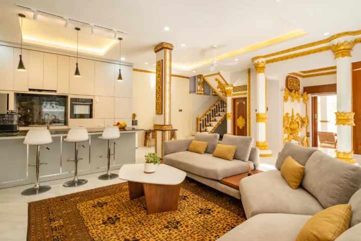 Swarna Mandapa comfortable main lounge area with custom seating