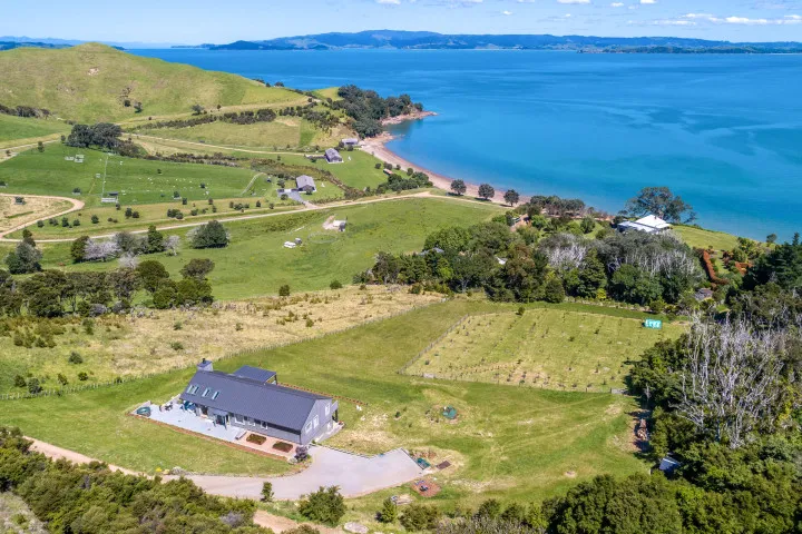 The Keep at Woodside Bay Aerial shot and ocean beyon