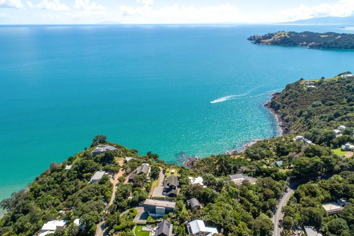 The Point Onetangi Overhead view of property and ocean v3