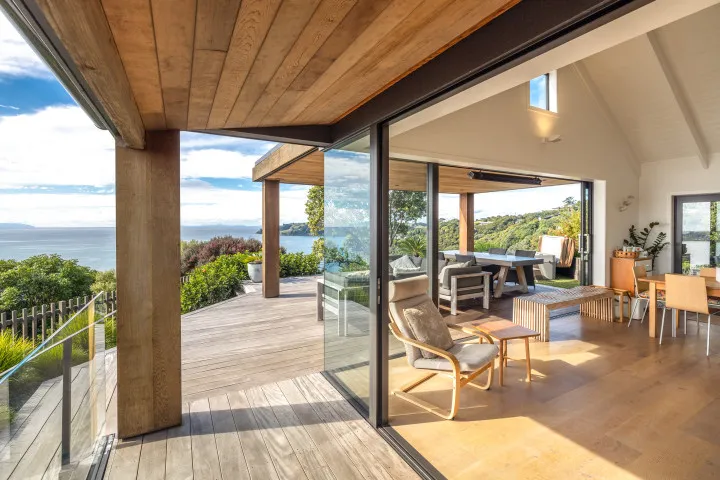 Tidewatch Onetangi Living Area Opening to Covered Deck