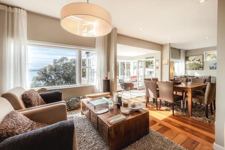 View from bedroom two into living area The Boat House at Arran Bay