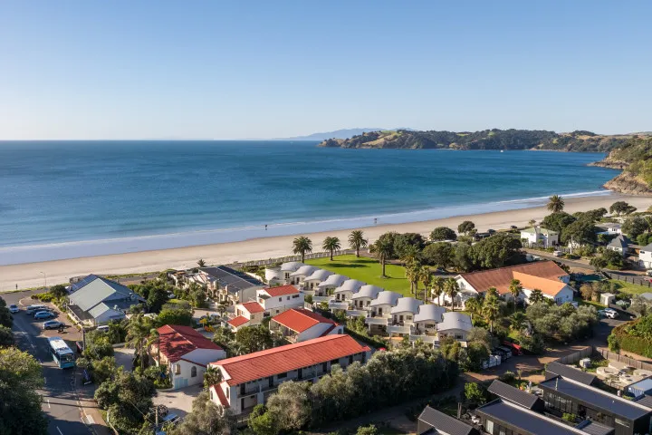 Waiata Beach House Overhead View Walklway to Beach v2